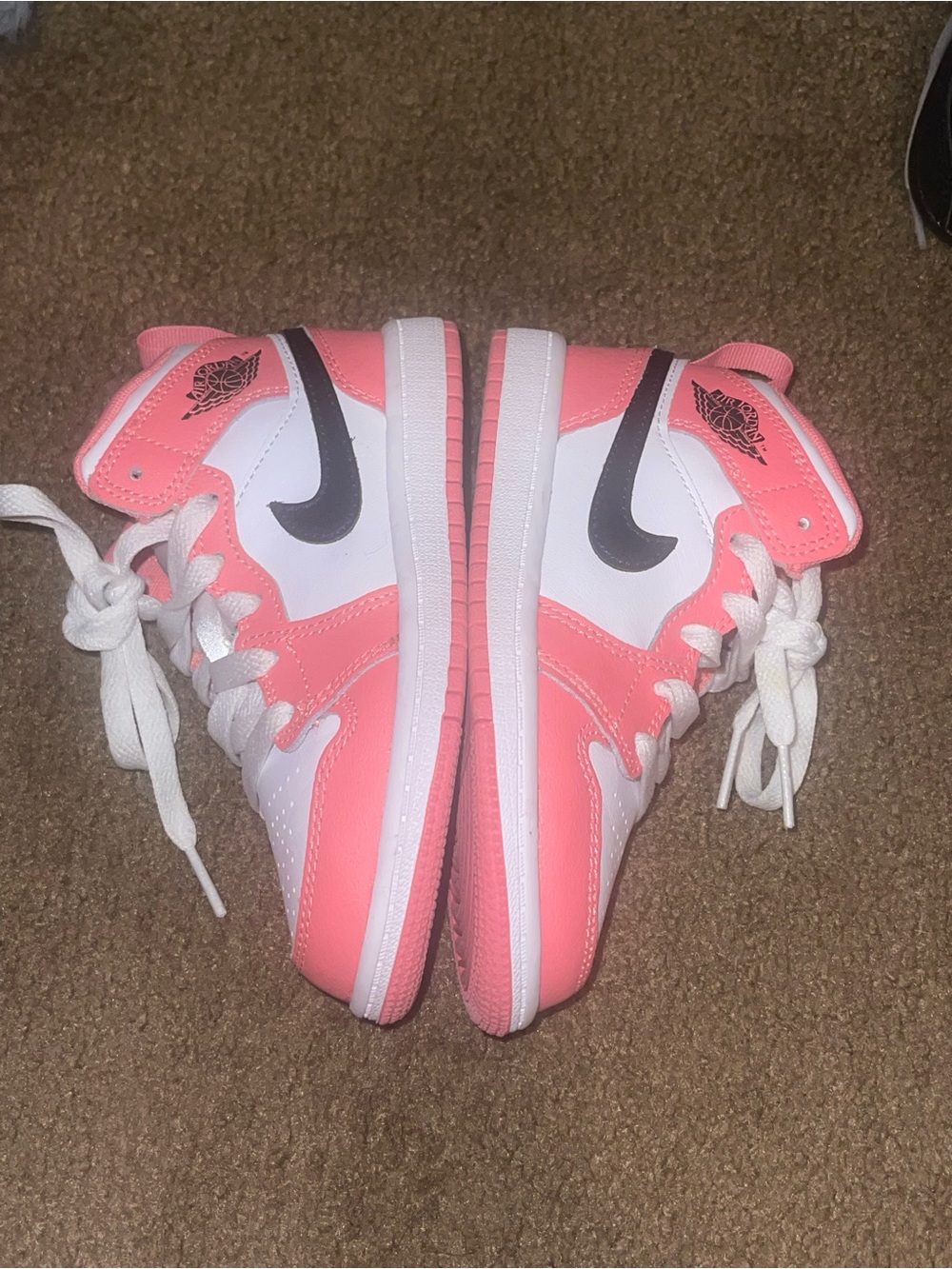 Nike Kids Coral Pink and White High-Top Sneakers